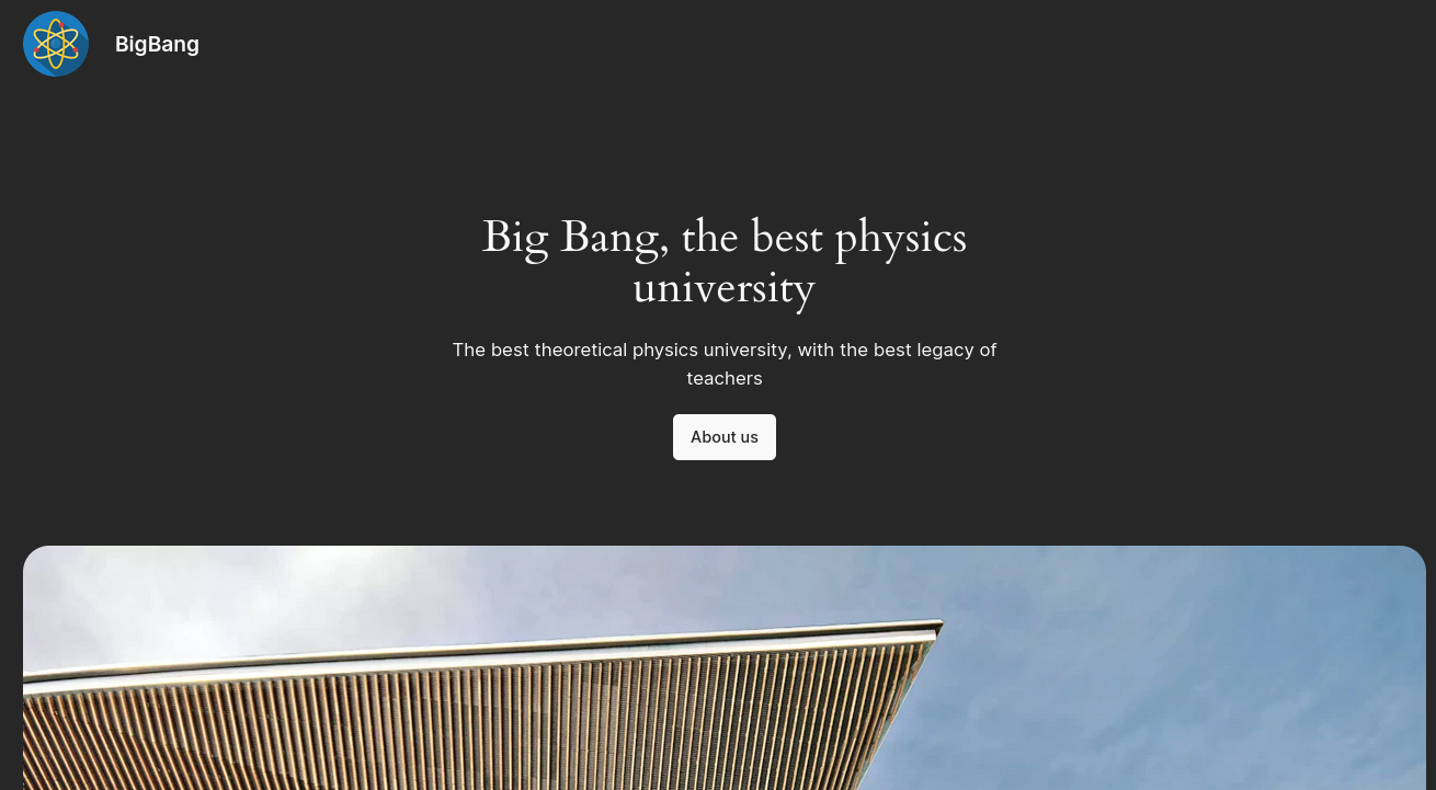 Front page of Bigbang's university blog