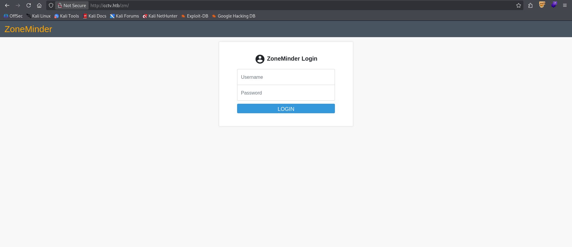 Zone Minder Login Page