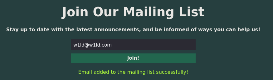 Signing up for the mailing list