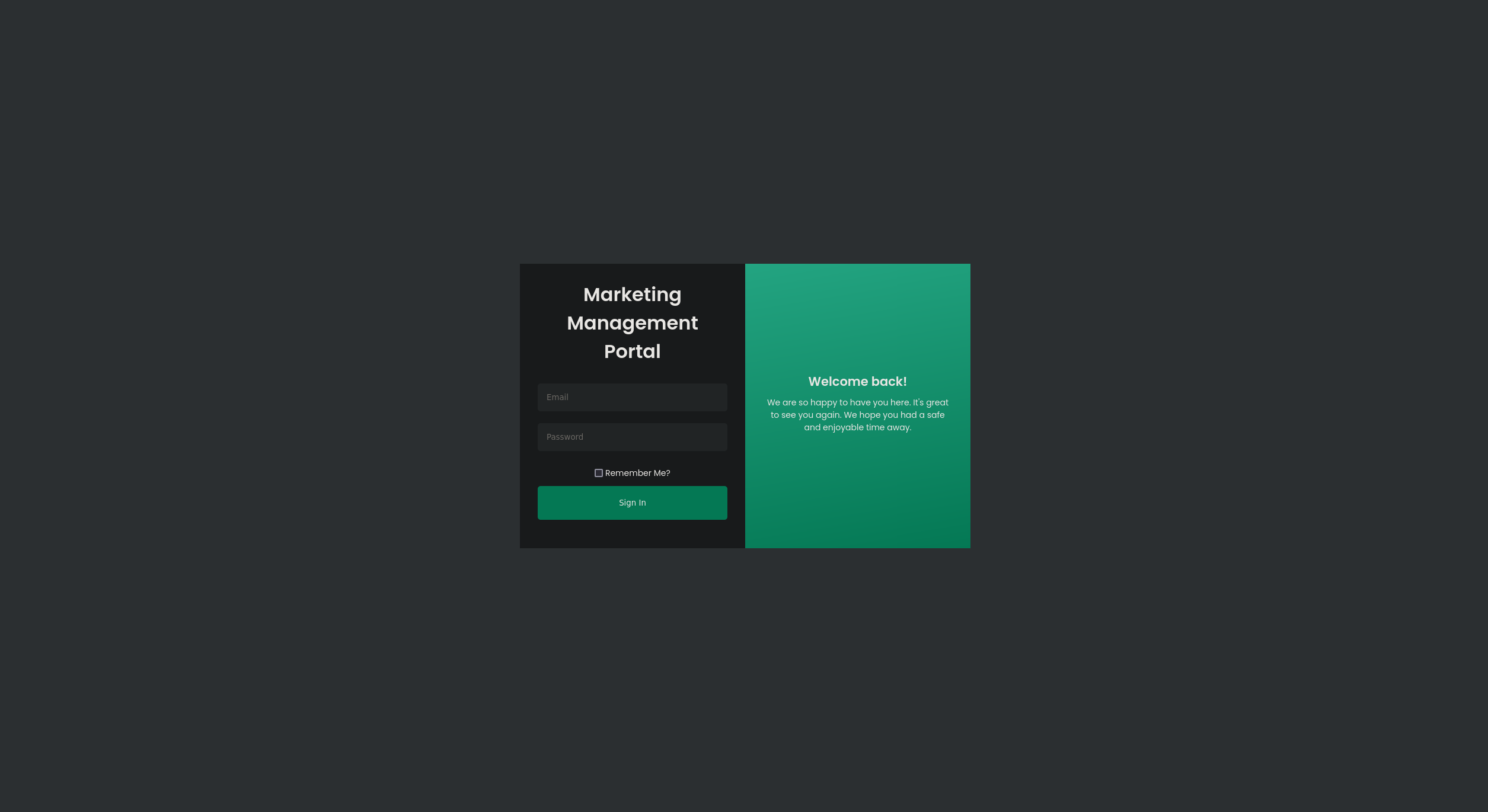 Marketing Management Login Portal