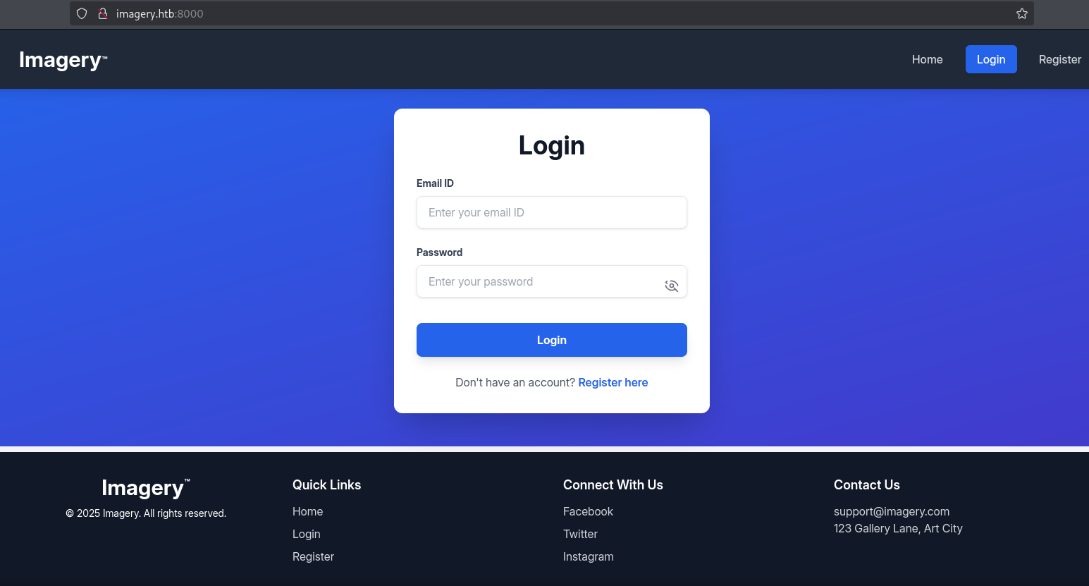 Login page