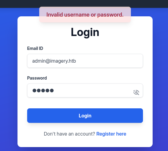 Invalid username or password