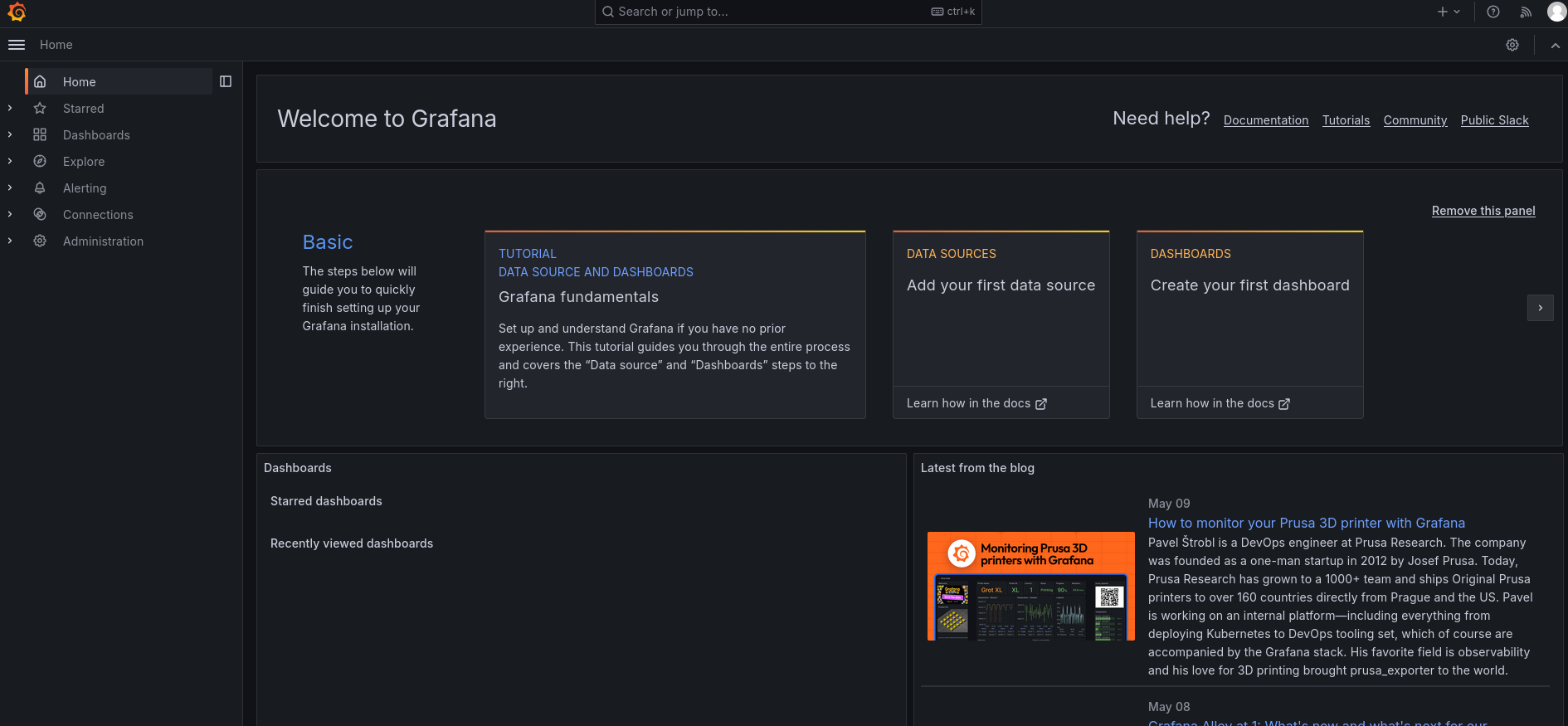 Grafana dashboard