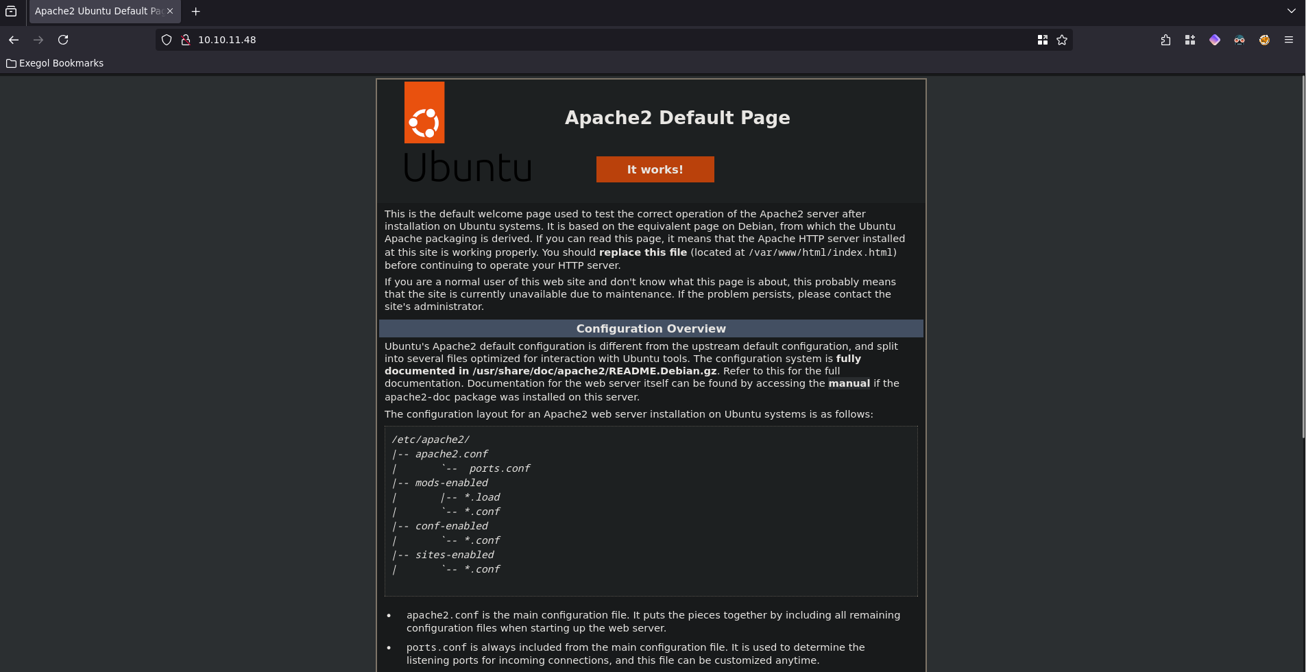 Default apache website