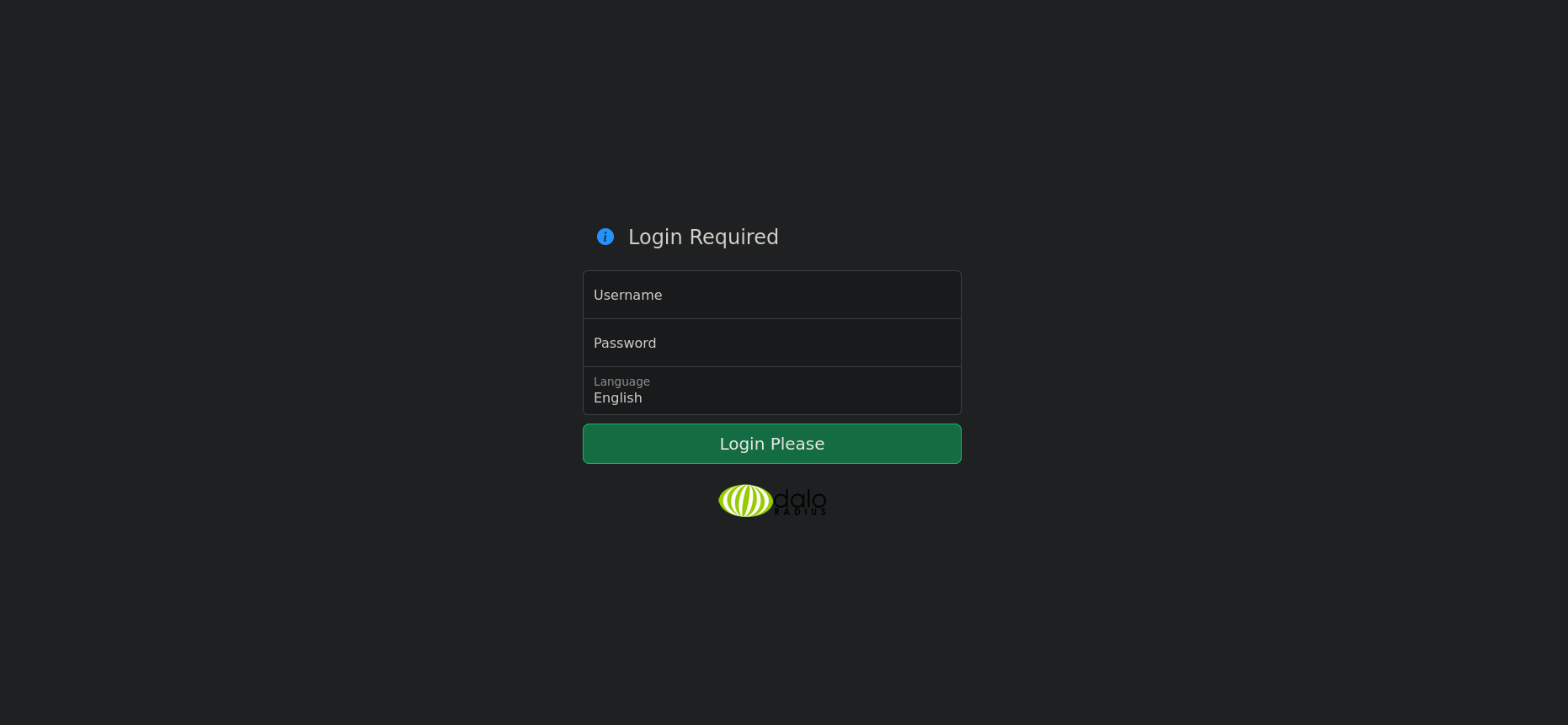 Daloradius User Login Page