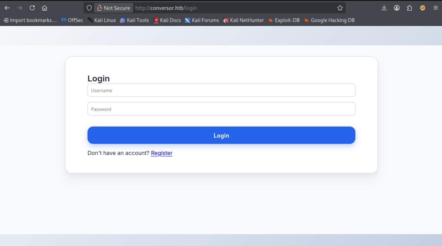 Conversor Login Page