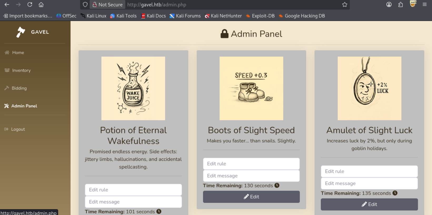 Gavel admin panel