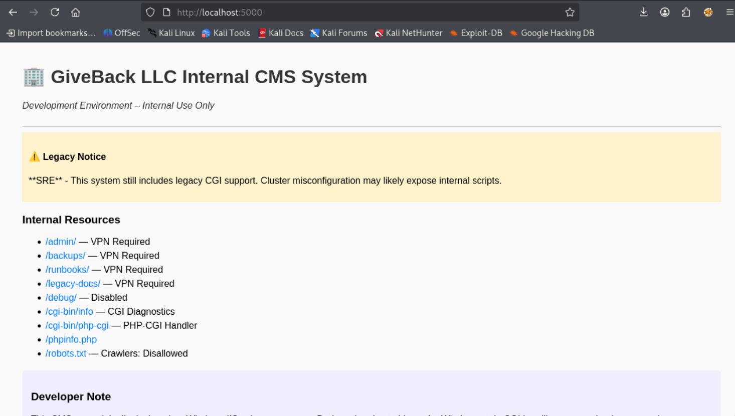 Internal CMS system