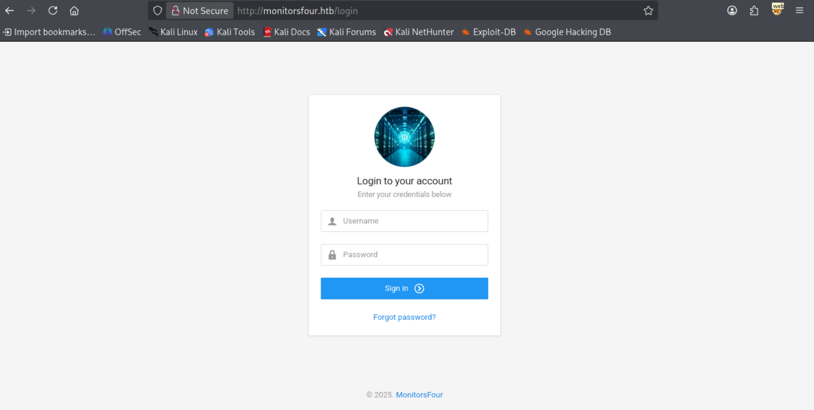 Login page