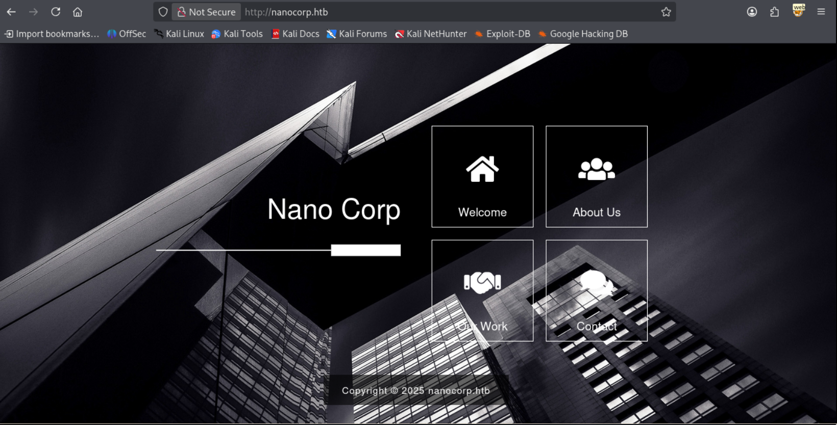 NanoCorp landing page