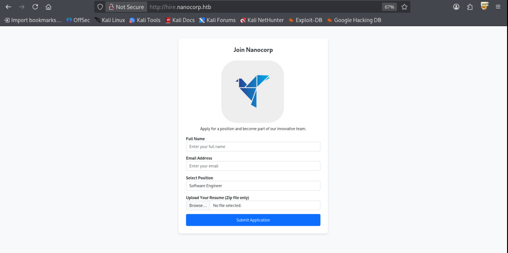 Nanocorp application form