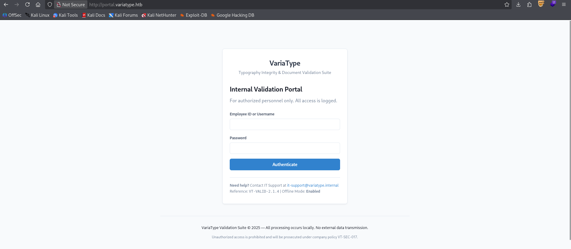 Internal Validation Portal